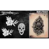 Tattoo Pro Skull & Flower Stencil - 194