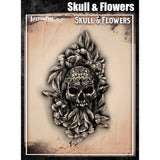 Tattoo Pro Skull & Flower Stencil - 194
