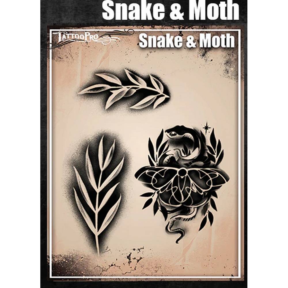 Tattoo Pro Snake & Moth Stencil - 204