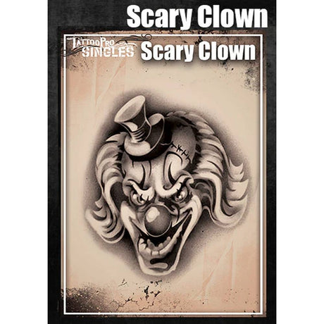 Tattoo Pro Scary Clown Stencil - Singles S107
