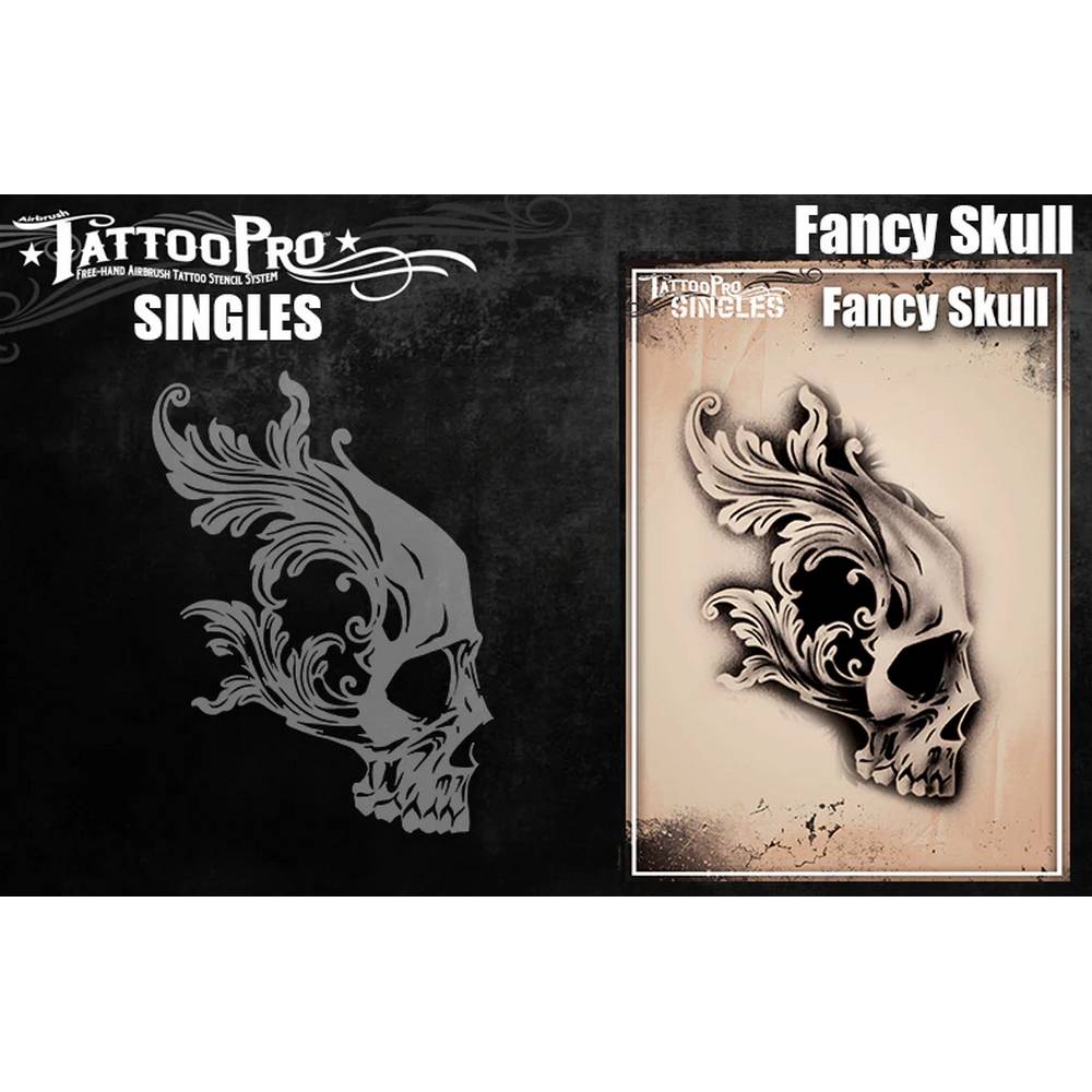 Tattoo Pro Fancy Skull Stencil - Singles S123