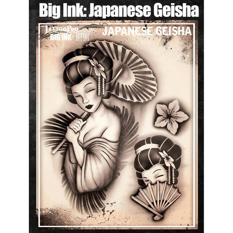 Tattoo Pro Japanese Geisha Stencil - Big Ink 101