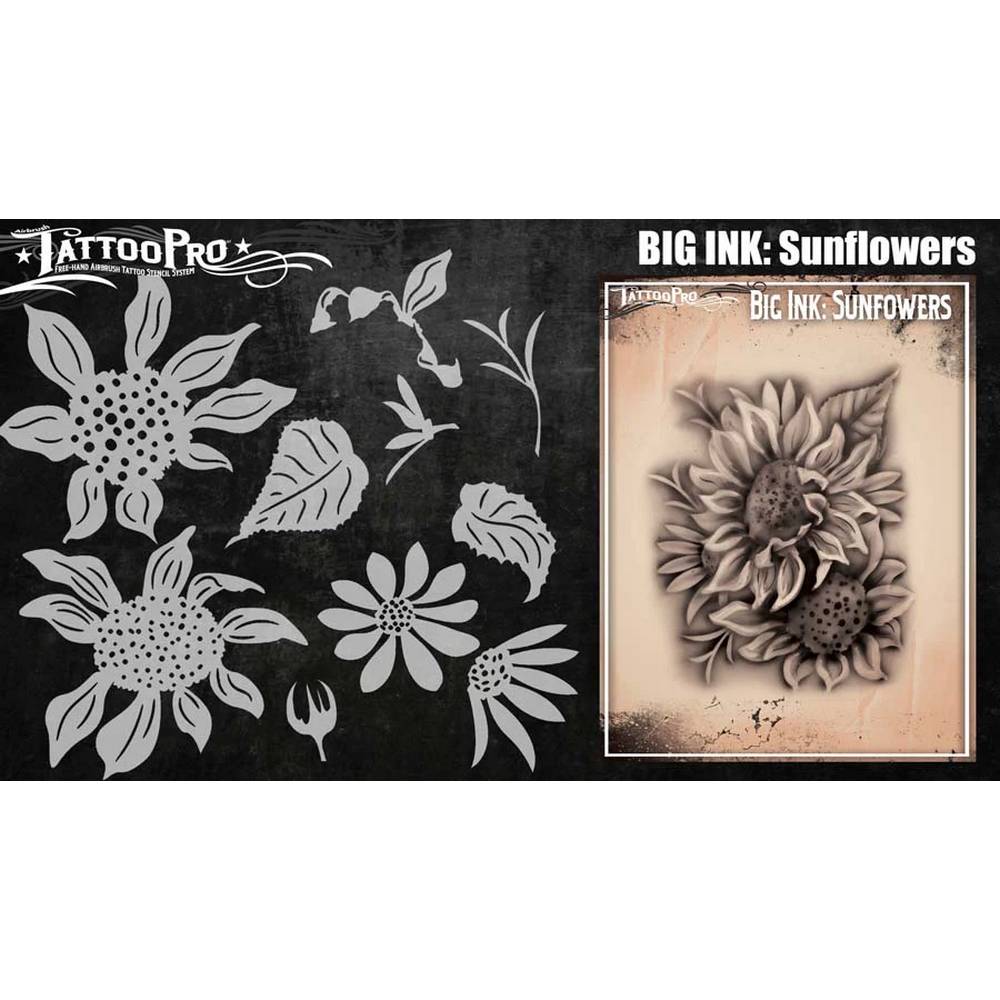Tattoo Pro Fleurs Tournesols Pochoir Tatouage - Big Ink 107