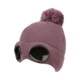 Winter Ski Beanie with Goggles and Sherpa Lining_lavender