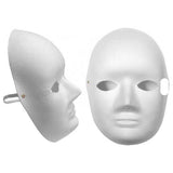 Blank full face Paper mache venetian mask - white