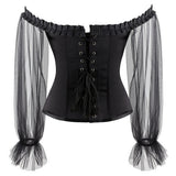 Black Corset With Veil Transparent Sleeves