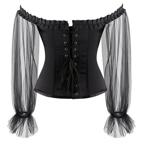 Black Corset With Veil Transparent Sleeves