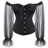 Black Corset With Veil Transparent Sleeves