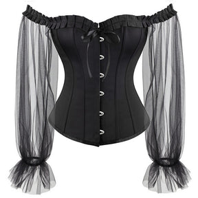 Black Corset With Veil Transparent Sleeves
