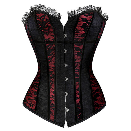 Floral Lace Corset - Black & Red, Bustier