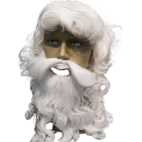Perruque et barbe de Père Noël Deluxe Santa - blanc