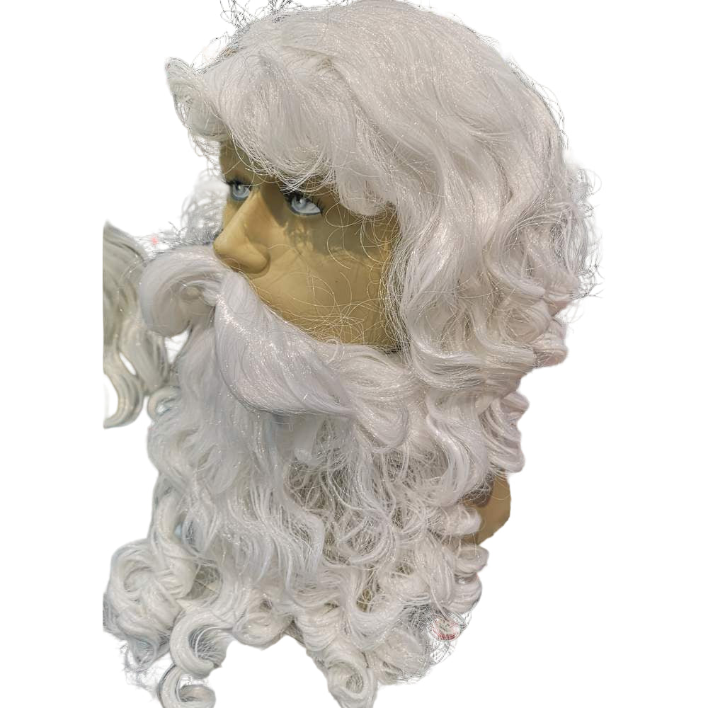 Perruque et barbe de Père Noël Deluxe Santa - blanc