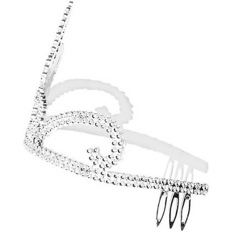 Plastic TIARA with Combs Silver - side