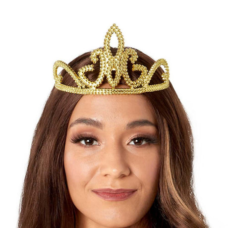 Plastic TIARA with Combs - Gold. With adult