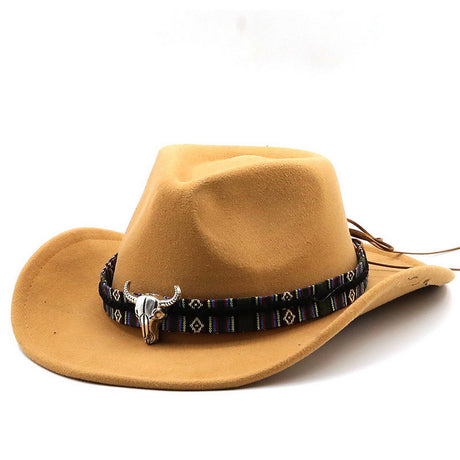 Cowboy Hat - Camel with  Silver Bull Head