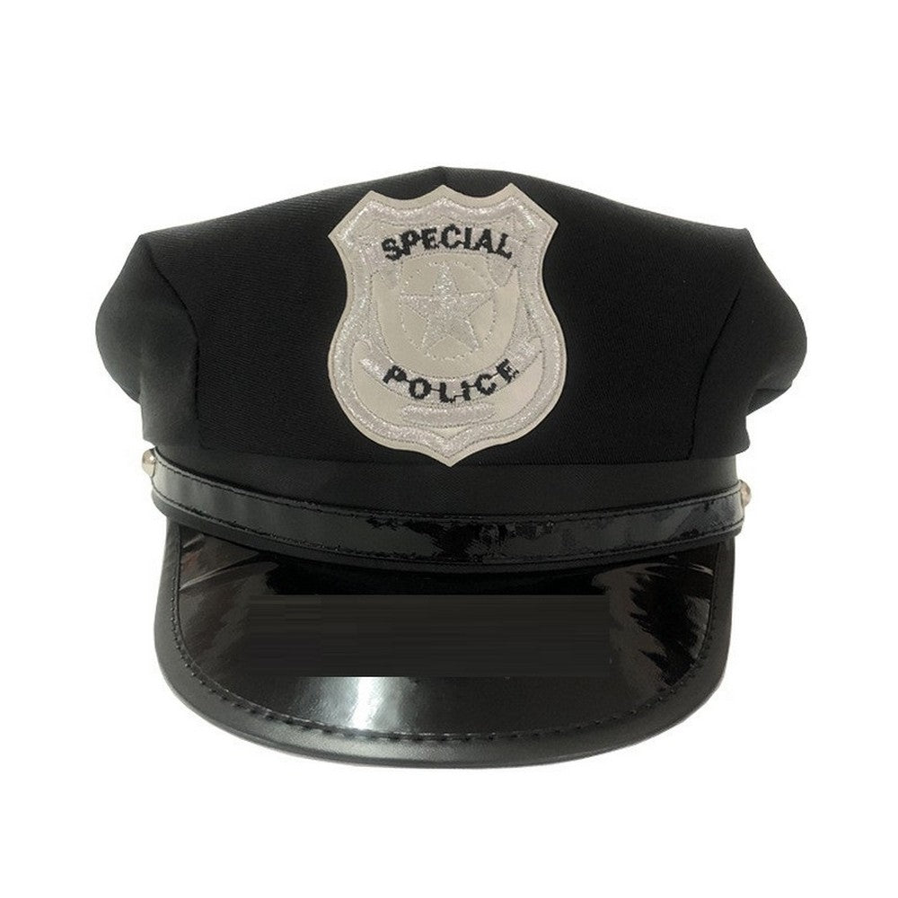 Police Cap, Black with Badge, Police Hat