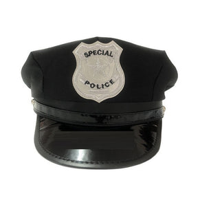 Police Cap, Black with Badge, Police Hat