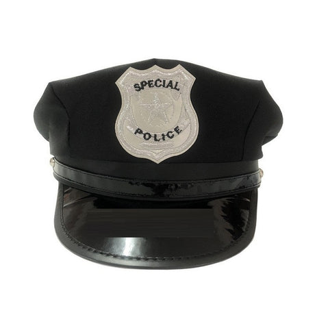 Police Cap, Black with Badge, Police Hat
