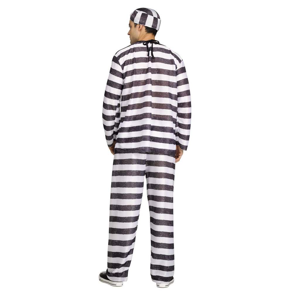 Adult JAILBIRD prisoner Convict  back- O.S. - Black/White