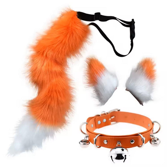  cat-fox-ears-headband-with-necklace-tail-masquerade-set