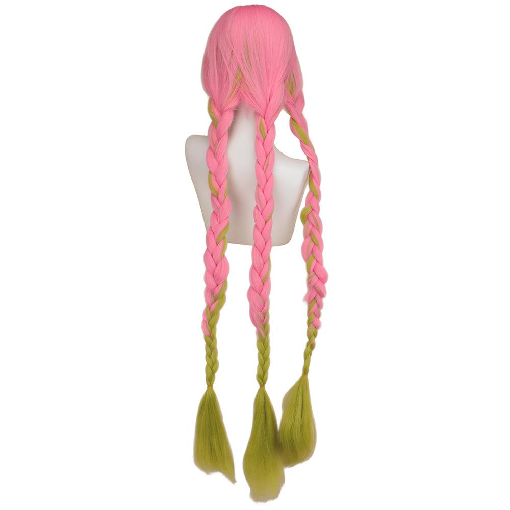 Long Pink & Green Cosplay Wig - Demon Killer