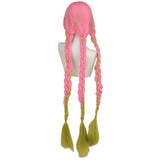 Long Pink & Green Cosplay Wig - Demon Killer