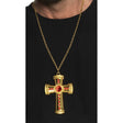 Gold Cross with red jewels