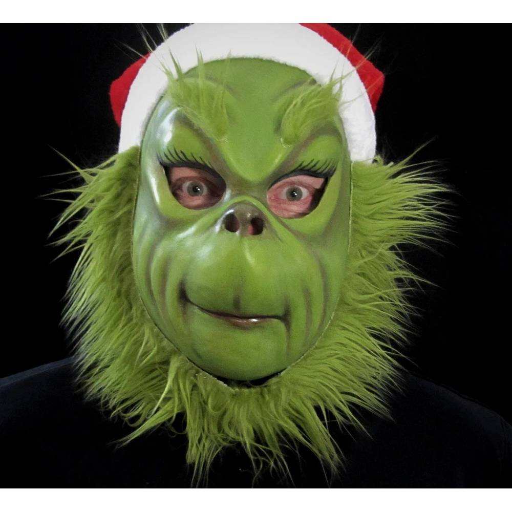 Green Fuzzy Grouchy Latex Mask