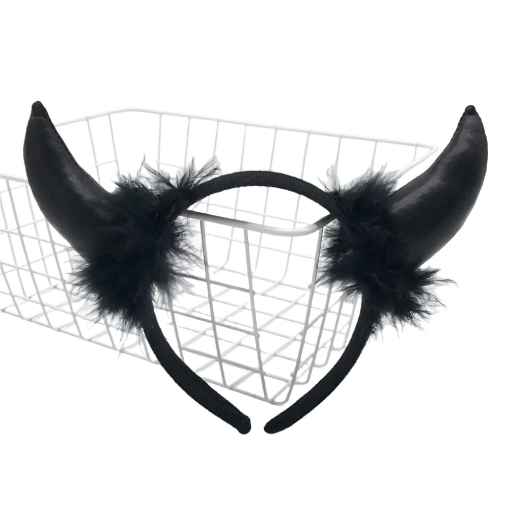 Devil headband with feather Black 
