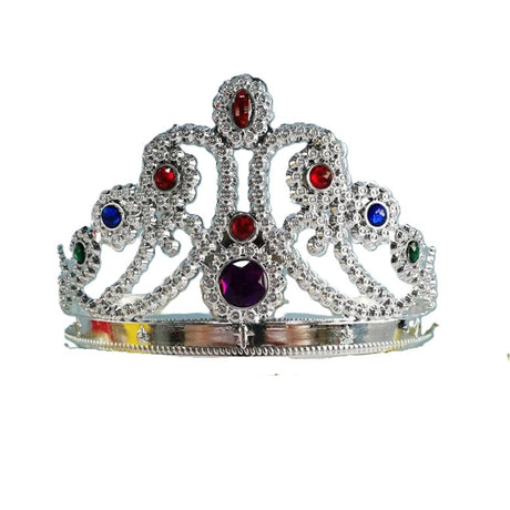 Royalty crown - Silver tiara with colorful gemstones