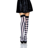 Harlequin Thigh High Stockings - black and white