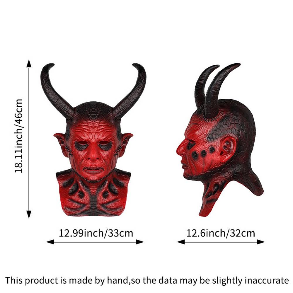 Masque en latex de diable rouge avec cornes