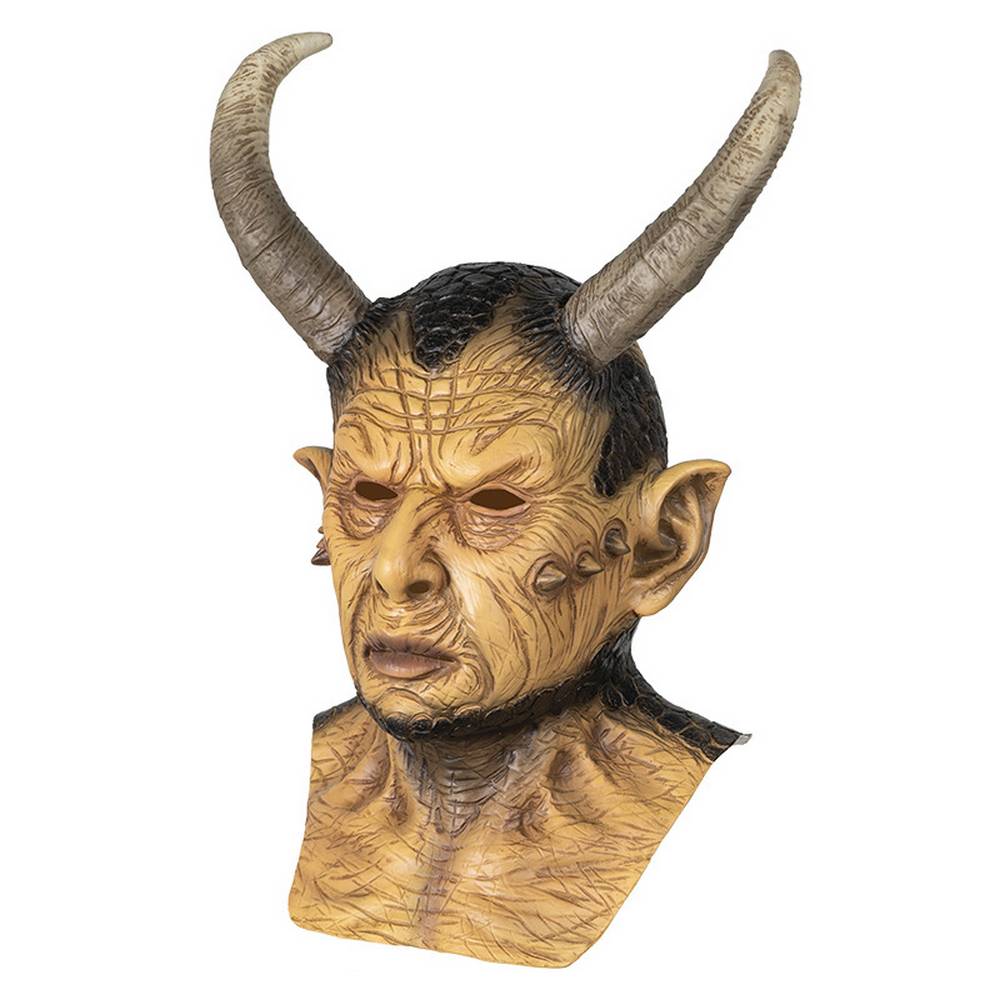 Tan Devil Latex Mask with Horns