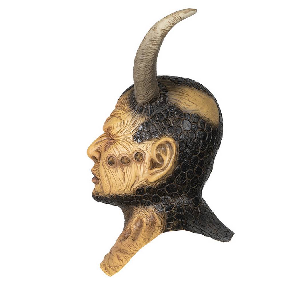 Tan Devil Latex Mask with Horns