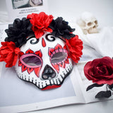 Masque de crâne de mariée fantôme « Día de los Muertos » avec des roses