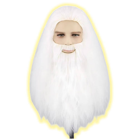 Ensemble perruque et barbe de magicien Merlin - Blanc