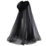 Black Hooded Gauze Cape - Adult