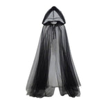 Black Hooded Gauze Cape - Adult