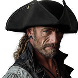 Black Pirate leatherlike Tricorn Hat