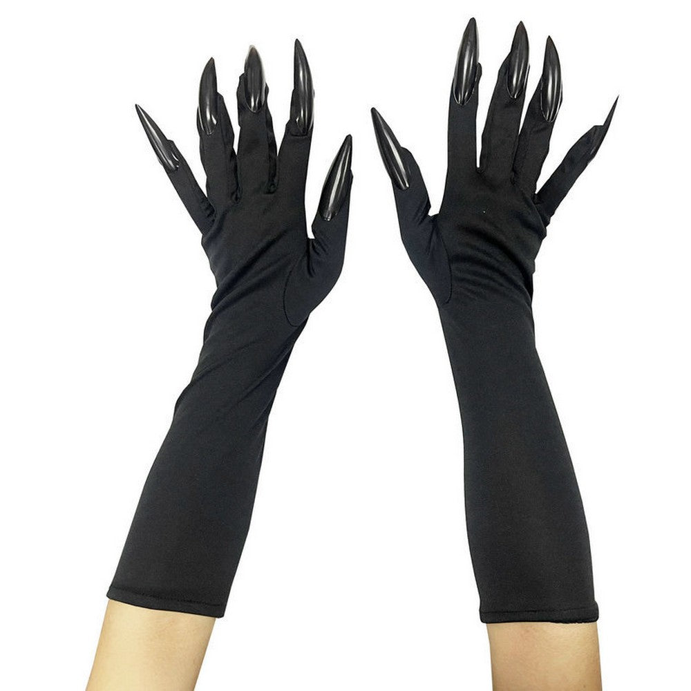 Long Gloves with Fingers - Black, Monster, Halloween