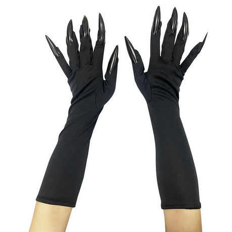 Long Gloves with Fingers - Black, Monster, Halloween