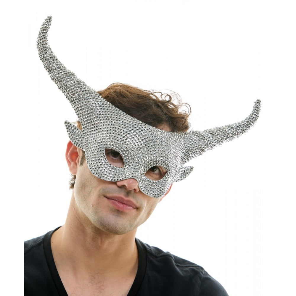 Rhinestone Mask with Horns