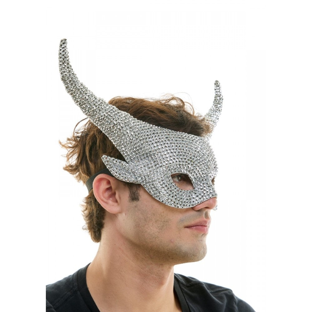 Rhinestone Mask with Horns