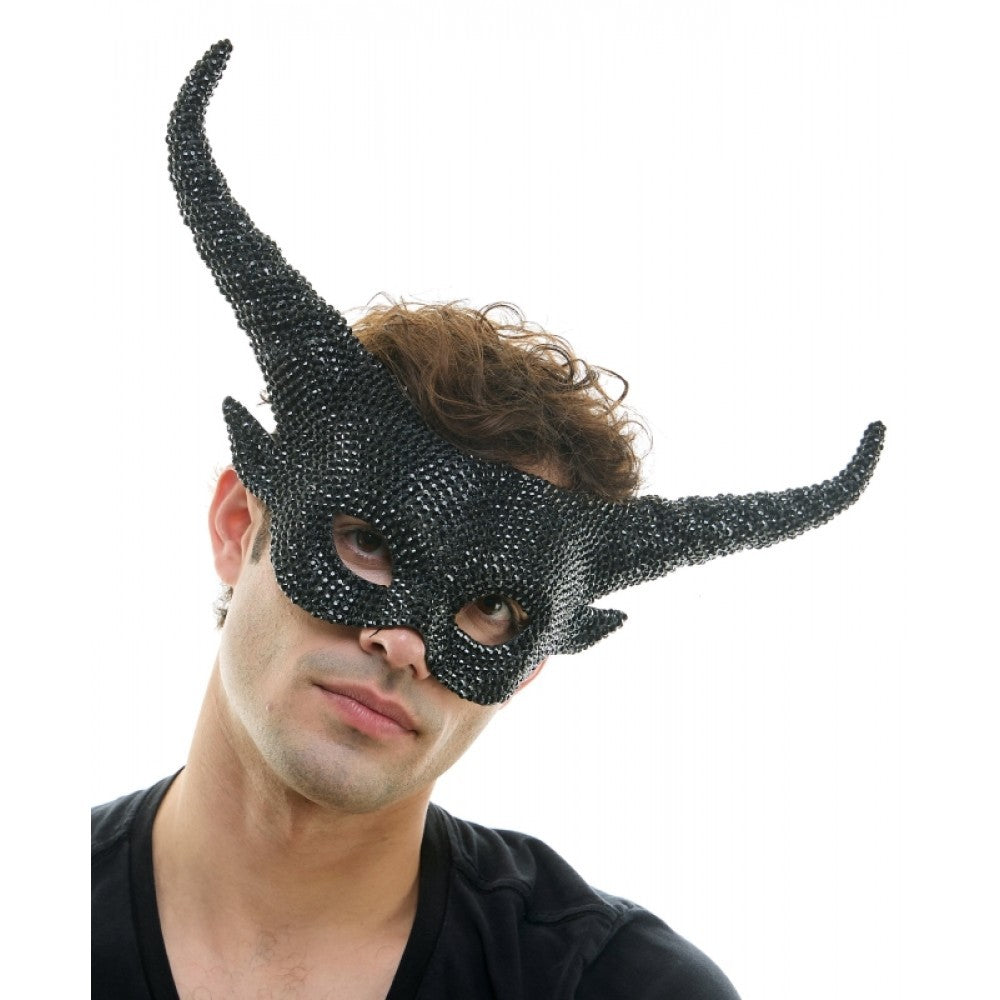 Rhinestone Mask with Horns