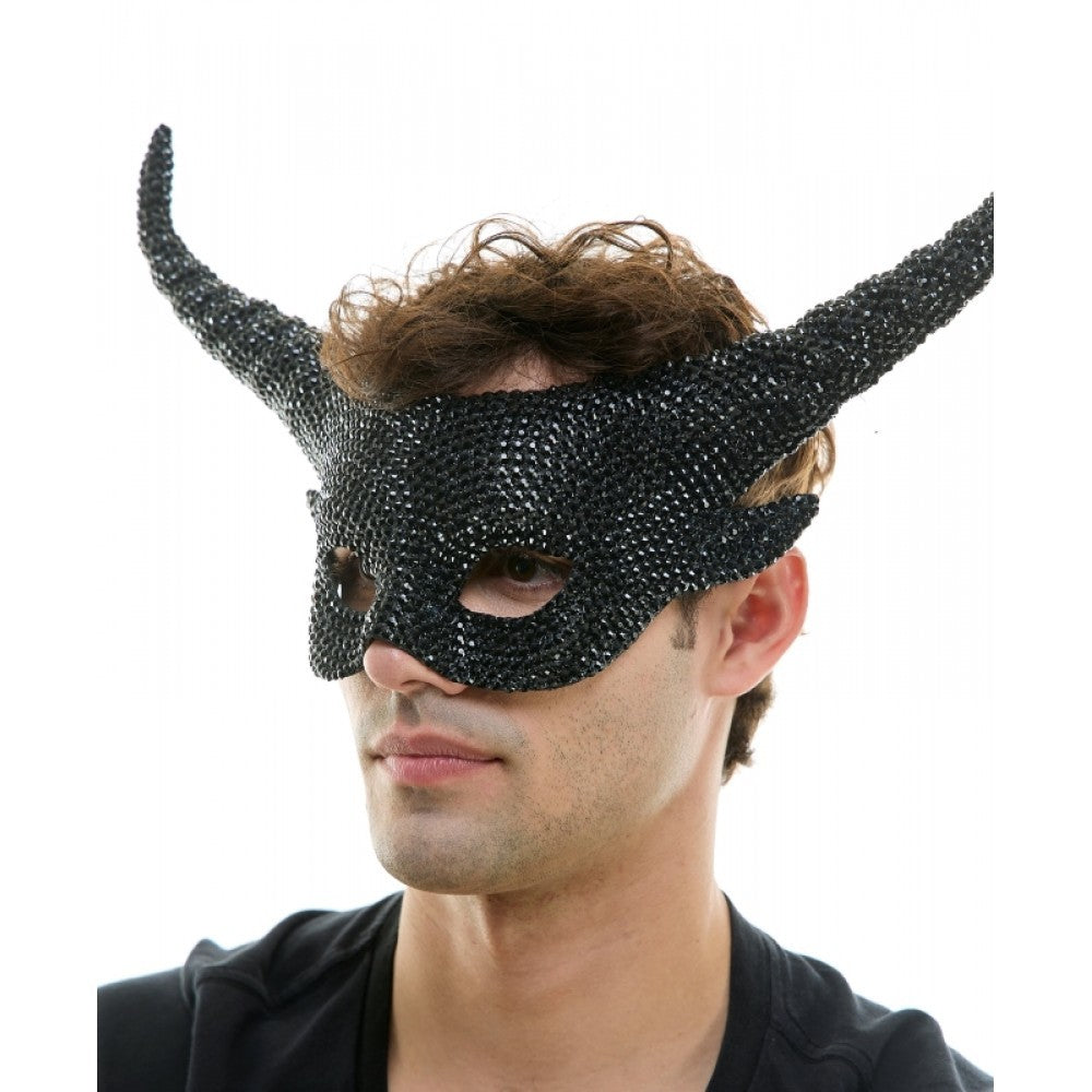 Rhinestone Mask with Horns