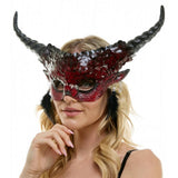Plumes Voodoo Mask with Horns and earrings