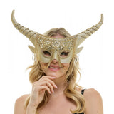 Gold Jeweled Mask Wth Long Horns
