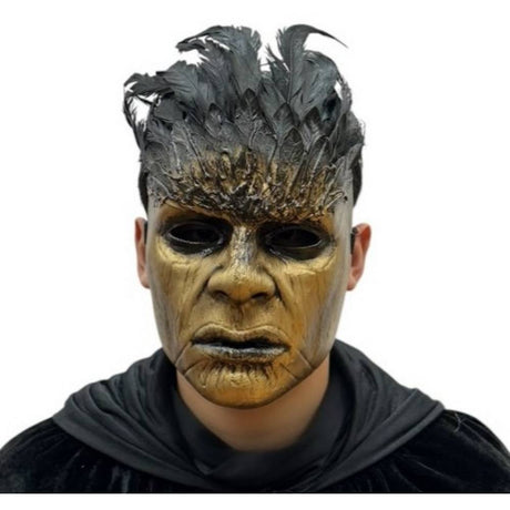 Masque d'homme corbeau avec plumes