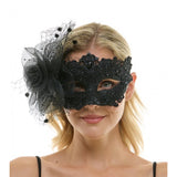 Masquerade Fairy Lace Mask With Flower Ornament