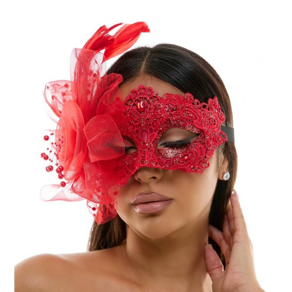 Masquerade Fairy Lace Mask With Flower Ornament, Venitian 